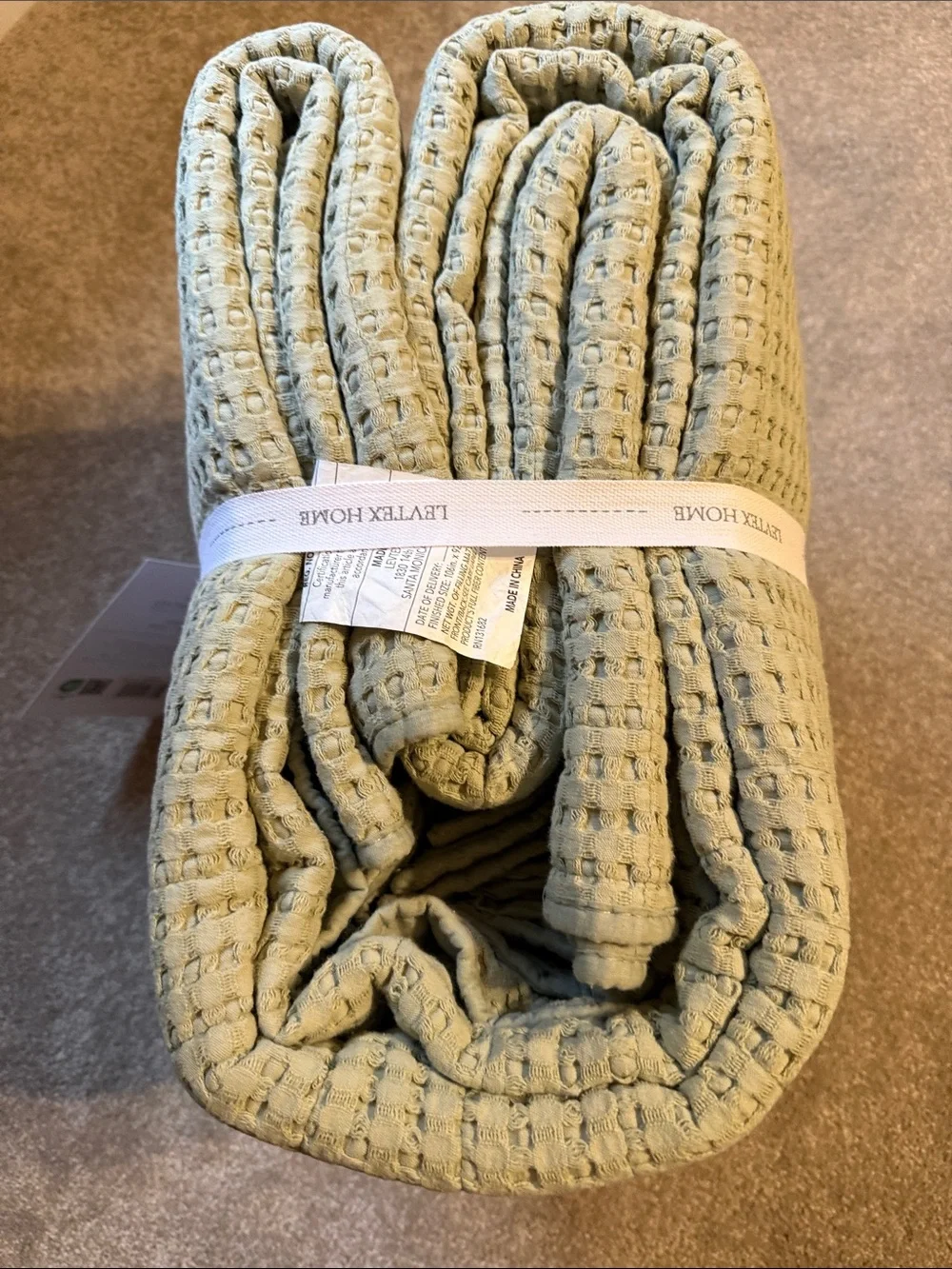 Levtex Sage Green Waffle Quilt Set